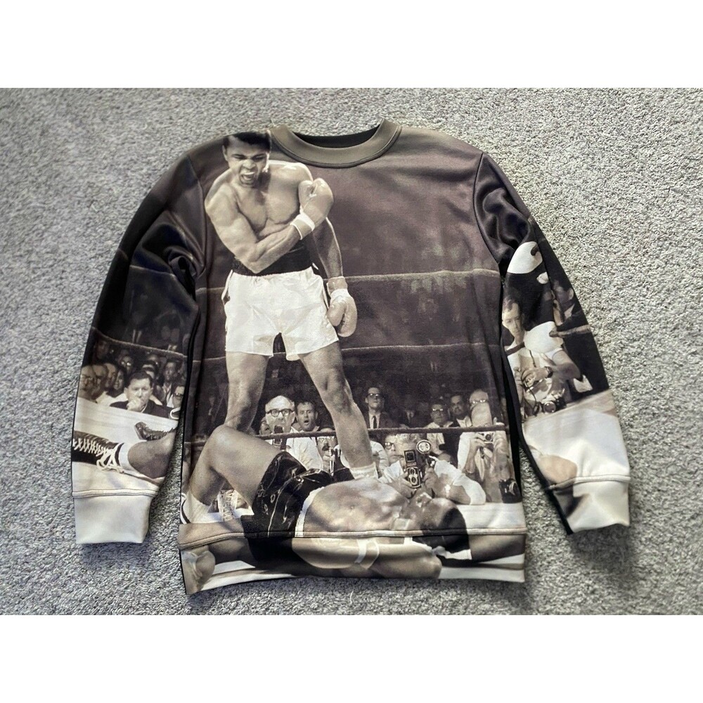 Vtg Muhammad Ali AOP Sneak Gallery Crewneck Sweatshirt Sz L all over Print